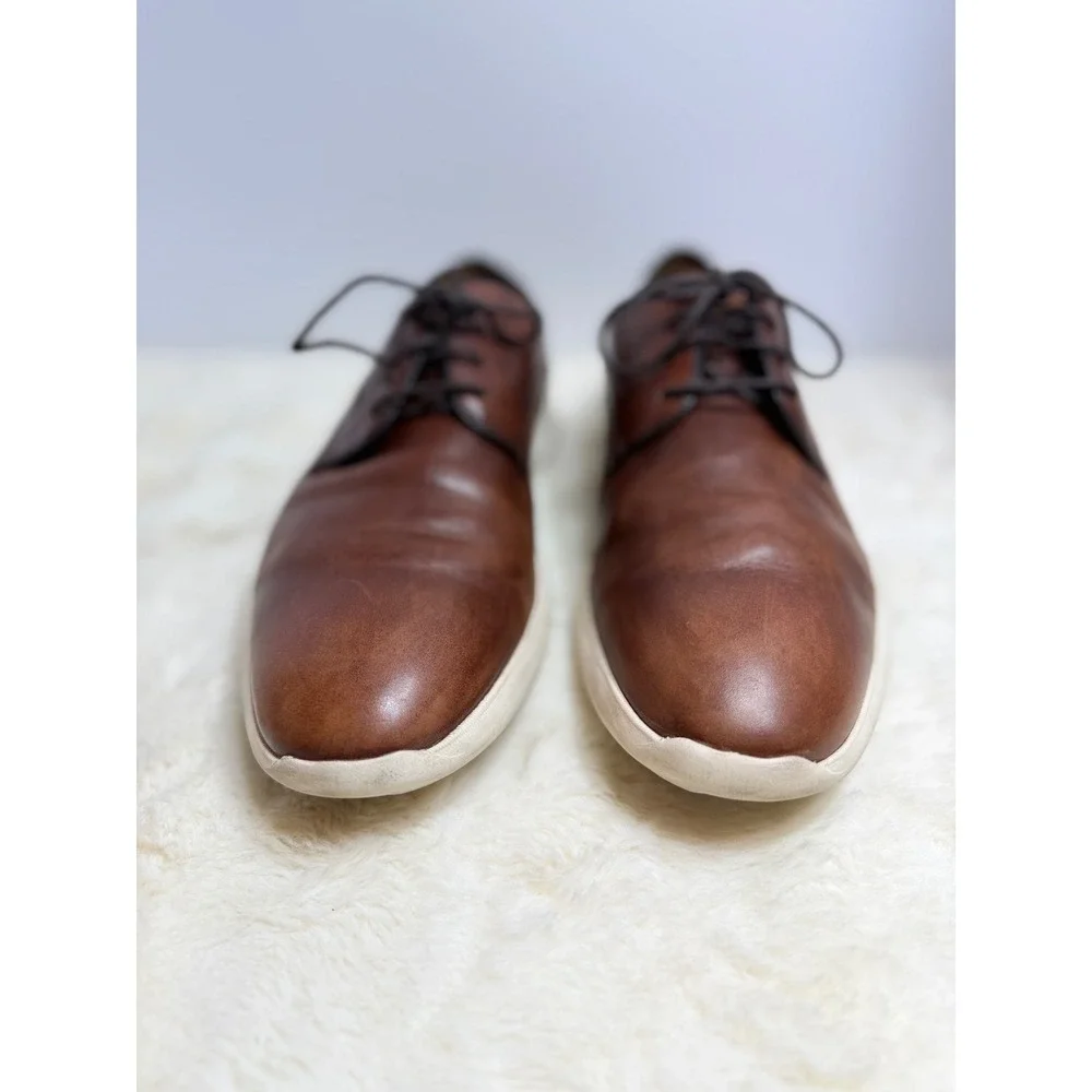 Stacy Adams Mens 9.5M Brown Leather Wingtip Oxford Dress Shoes Perforated